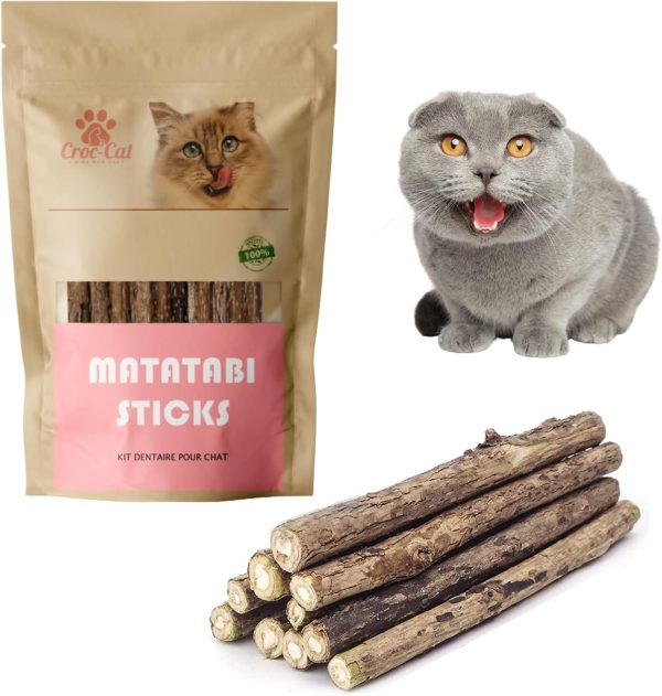 Croc-Cat cat chew sticks 10 pieces Matatabi, Premium Quality Super Powerful,Cat sticks, Cat dental care, Calming cat treats, Catnip Sticks, cat accessories, Silvervine for cats