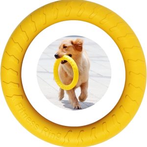 Dog Fitness Ring Dog Bite Ring Dog Training Ring,Pet Dog Outdoor Game Agility Exercise Training Equipment,Tug of War Interactive Training Ring for Small Medium Large Dogs (Yellow/Large Ring)