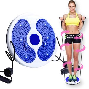 Waist Whisper Twist Disc Balance Board Twister Exercise for Waist - Body Shaping Sculptor Machine - Fitness Equipment for Home Gym, Waist Wriggling Plate with Resistance Handles