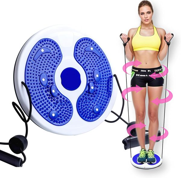 Waist Whisper Twist Disc Balance Board Twister Exercise for Waist - Body Shaping Sculptor Machine - Fitness Equipment for Home Gym, Waist Wriggling Plate with Resistance Handles