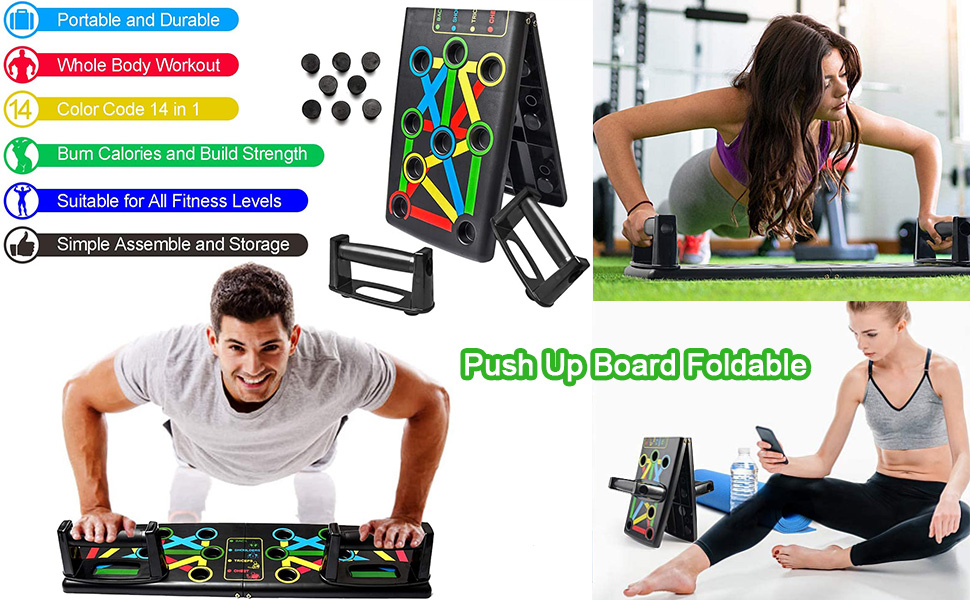 Push Up Board Foldable 14 in 1 Press Up Boards Fitness Workout 