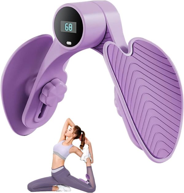 Pelvic Floor Exerciser Strengthener For Women, Buttocks Lifting Trainer, Inner Thigh Exercise Equipment, Leg Pelvic Floor Trainer with Counter & Resistance Adjustment (Purple)