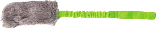 DINGO Fleece Dog Toy Artificial Fur Racer Squeaky Teaser Dog Wand 55 cm Long Bungee Handle for Agility, Dog Training, Reward, Retrieve, Chasing, Play Green 15584-2 , Pack of 1