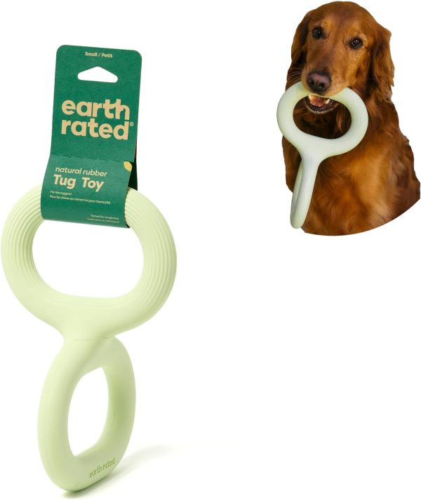 Earth Rated Tug of War Dog Toy, Interactive Pull Toy for Adult and Puppy Dogs, Ergonomic Grip, Natural Rubber, Small, Green