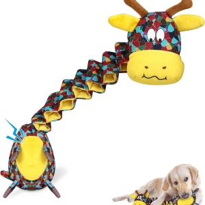 PUHOHUN Squeaky Dog Toys for Small,Medium and Large Dogs,Interactive Dog Toys for Boredom, Puppy Teething Toys with Crinkle Paper,Tug of War Tough Chew Toys with Colorful Printing