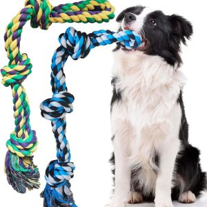 TUAHOO Dog Rope Toys for Aggressive Chewers, 2 Pack Indestructible Dog Chew Toys, Tough Rope Toy for Large Breed, 100% Cotton Rope Dog Toys for Tug of War,Teeth Cleaning