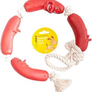 Petface Sausage On A Rope Dog Toy, Red,All Breed Sizes