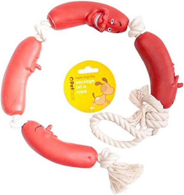 Petface Sausage On A Rope Dog Toy, Red,All Breed Sizes