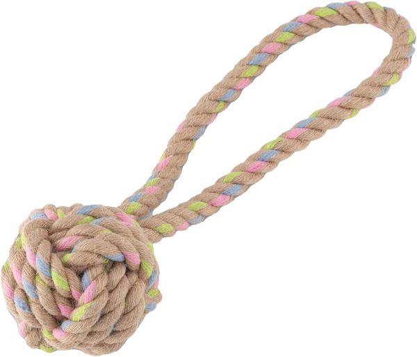 Beco Dog Toy - Ball on a Loop Hemp Rope Tug Toy, Training, Exercise and Reward Tool, Large