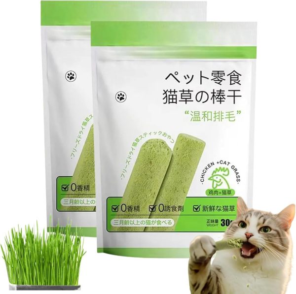 2PCS Cat Grass Teething Stick,Cat Grass Chew Sticks,Cat Grass for Indoor Cats,Cat Dental Chew Sticks for Cat Teeth Cleaning,Cats Grass Teeth Cleaner,Cat Dental Treats & Toy,Catnip Sticks for Cats