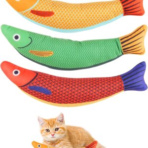 3 Pack Catnip Toys Saury Fish Chew Toy for Indoor Cats Kitten Adult Kitten Plush Pillow Pet Teething Chewing Playing Interactive Cat Nip Toy for All Breeds Cat Kicker Toys Teeth Cleaning