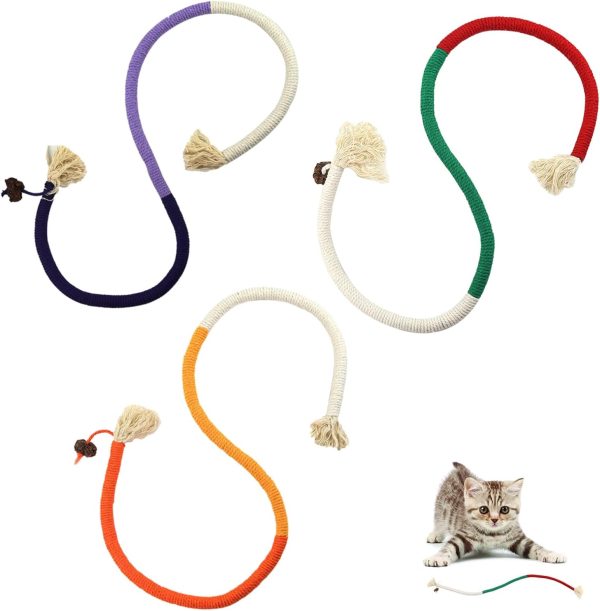 3 Pcs Catnip Toy Bite Rope, Cat Chew Toy, Kitten Teething Chew Toy Rope, Interactive Cat Toy for Indoor Cats, Filled Natural Catnip Cat Chew Teeth Cleaning Stress Release Catnip Cotton Rope Toy