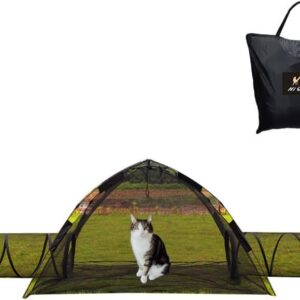 3 in 1 Portable Cat Playpen Outdoor Enclosures-Pop-uped Visual Net Pet Play Tent Tunnels Compound House for Cat Puppy Rabbit Small Animals-Small