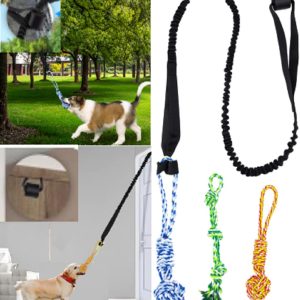 5PCS Spring Pole Dog Rope Toys, Dog Interactive Tether Tug of War Toy, Dog Indoor/Outdoor Bungee Hanging Toys, Dog Tree Interactive Tether Pull & Tug of War Toy, Exercise Toy with Chew Rope for Dogs