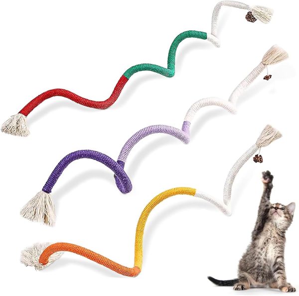 70cm Cat Chew Toy 3-Pack - Kitten Teething Chew Toy Rope - Catnip Toys for Cats - Indoor Cat Toys - Fun & Engaging Catnip Toys