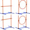 AHAILUOO 4 Sets Dog Agility Training Equipment, Dog Obstacle Course Training Starter Kit Pet Outdoor or Indoor Game, Jump Pole, Jump Ring(4 Sets)