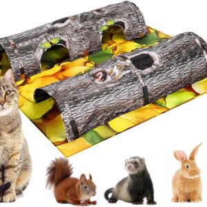 AMYESE Pet Activity Tunnels - Interactive Tree Trunk Cat Play Tunnel Tube Center with Peek Holes, Pets Puzzle Hunt Chase Training Center for Kitten, Ferret,Hedge,Rabbits,Small Animals