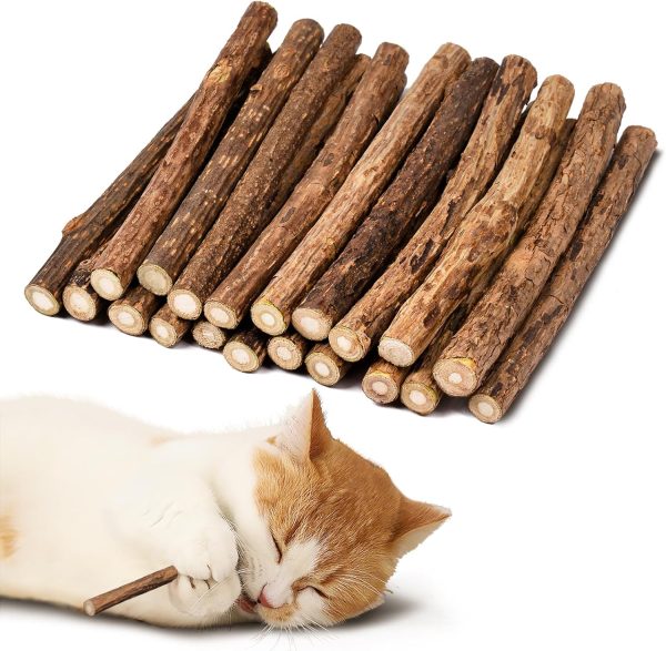 Adiwo Cat Chew Toys, 20Pcs Cat Catnip Sticks, Natural Matatabi Silvervine Chew Sticks, Cat Catnip toys, Cat Nip Chew Teething Sticks for Cats Kittens Teeth Cleaning and Stress Release(8-10mm)