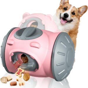 Aedcbaide Interactive Dog Toys, Dog Puzzle Toys Indestructible for Boredom, Rolling Dog Treat Dispenser Automatic Slow Feeder for Improve IQ L/M/S Moving Dog Toy (Pink)