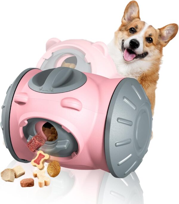 Aedcbaide Interactive Dog Toys, Dog Puzzle Toys Indestructible for Boredom, Rolling Dog Treat Dispenser Automatic Slow Feeder for Improve IQ L/M/S Moving Dog Toy (Pink)