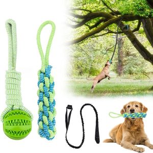 AiPITE Bungee Tug Toy for Dog, Tether Tug Outdoor Dog Toy, with Adjustable Bungee Rope and Hanging Dog Toy Suited for Entertainment and Exercise Equipment, Tugger Dog Rope Toy with 2 Chew Rope Toys