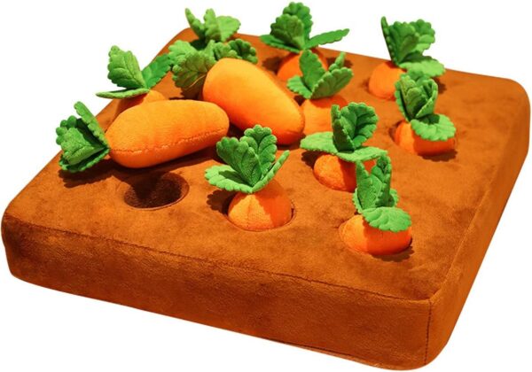 Alongen Dog Carrot Plush Toy, Vegetable Chew Toy Plucking Radish Plush Toys, Soft and Comfortable, Non-Slip Bottom, Dog Plush Toy Chew Toys for Pets Eliminating Boredom Stress