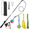 AmaCielo Flirt Pole for Dogs, Interactive Toys Tug-of-war for Dogs, Durable Teaser Wand, Chase Toys with Rope Chewing Sticks, for Outdoor Exercise & Training (no switch-32.1Inch)