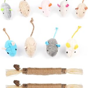 BNXF 11 Pcs Cat Catnip Mice Toys for Cat,Cat chew Sticks Catnip Teeth Cleaning Toys,Catnip Teeth Cleaning Toys for Kick Bite,Soft Mouse Toys Playing Chewing Teeth Cleaning for Cat Kitten