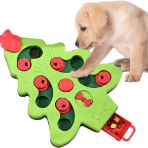 BRTNUP Christmas Dog Puzzle Slow Feeder Toys, Christmas Dog Puzzle Toy, Slow Feeder, Puppy Treat Dispenser Puzzle Slow Feeder Dog Toy, Dog Puzzle Feeder Toy Improve IQ Puzzle Bowl for Puppy