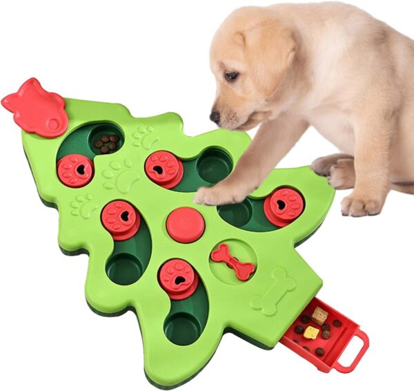 BRTNUP Christmas Dog Puzzle Slow Feeder Toys, Christmas Dog Puzzle Toy, Slow Feeder, Puppy Treat Dispenser Puzzle Slow Feeder Dog Toy, Dog Puzzle Feeder Toy Improve IQ Puzzle Bowl for Puppy