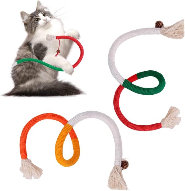 BSITSSS 2 Pieces Catnip Toy Bite Rope, Kitten Teething Chew Toy Rope, Interactive Cat Toy Bite Rope for Indoor Cats, Natural Catnip Cat Chew Teeth Cleaning Stress Release, Cotton Rope Toy