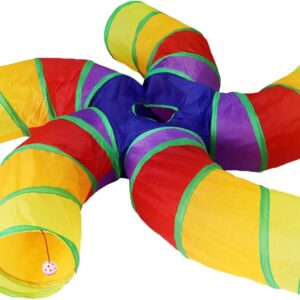 Bemodst Rainbow Cat Tunnel, Cat Toy S-Shaped-5-Way Pet Tunnel, Cat Play Tent interactive Toy Maze Cat House, Collapsible Cat Rabbit Tunnel Tube for Indoor Cats, Rabbits, Hamsters, Puppies and More