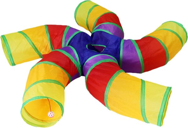 Bemodst Rainbow Cat Tunnel, Cat Toy S-Shaped-5-Way Pet Tunnel, Cat Play Tent interactive Toy Maze Cat House, Collapsible Cat Rabbit Tunnel Tube for Indoor Cats, Rabbits, Hamsters, Puppies and More