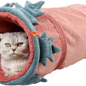 Big Collapsible For Cat Tunnel Cat Toys For Play Tunnel Durable Cloth Warm Corduroy Hideaway Crinkle Tunnel For Small Corduroy Flannel Cat Tunnel