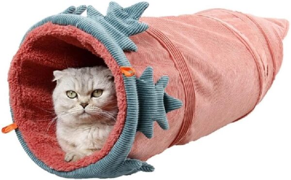 Big Collapsible For Cat Tunnel Cat Toys For Play Tunnel Durable Cloth Warm Corduroy Hideaway Crinkle Tunnel For Small Corduroy Flannel Cat Tunnel