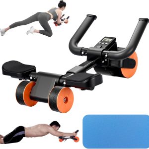 Bnlei Automatic rebound abdominal wheel, abdominal roller, three wheels, ab roller abdominal trainer for home, abdominal fitness sports equipment sliders for core trainer, ABs wheels, fitness