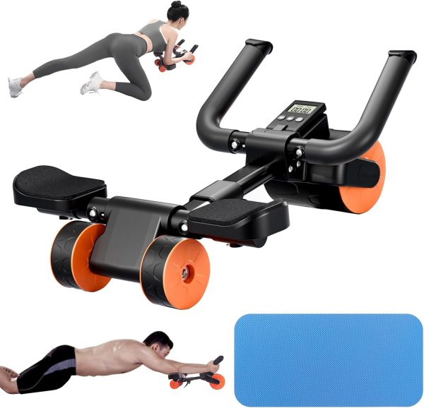 Bnlei Automatic rebound abdominal wheel, abdominal roller, three wheels, ab roller abdominal trainer for home, abdominal fitness sports equipment sliders for core trainer, ABs wheels, fitness