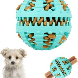 Bojafa Dog Toy Treat Dispenser Ball - 8CM Puppy Toys For Boredom Interactive Dog Puzzle Feeder Toys For Small Medium Large Dog Rubber Dog Food Dispensing Chew Toy Dog Games Pet Enrichment Activity Toy