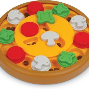 Brightkins Pizza Party Treat Puzzle, Interactive Toy for Dogs, Non Skid Treat Dispenser Dog Toy for Mental Stimulation & Slow Feeding, 1 Piece