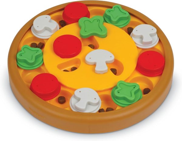 Brightkins Pizza Party Treat Puzzle, Interactive Toy for Dogs, Non Skid Treat Dispenser Dog Toy for Mental Stimulation & Slow Feeding, 1 Piece