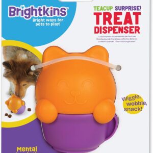 Brightkins Teacup Kitten Treat Dispenser, Treat Dispensing Dog Toy, Interactive Dog Toys for Boredom, Stimulation Brain Game, Dog Presents, Birthday Dog Toy