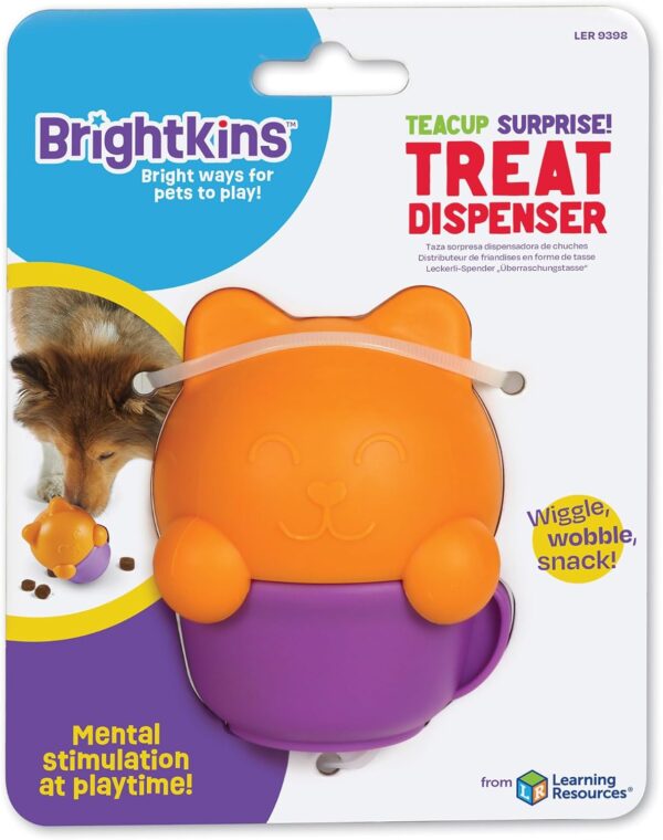 Brightkins Teacup Kitten Treat Dispenser, Treat Dispensing Dog Toy, Interactive Dog Toys for Boredom, Stimulation Brain Game, Dog Presents, Birthday Dog Toy