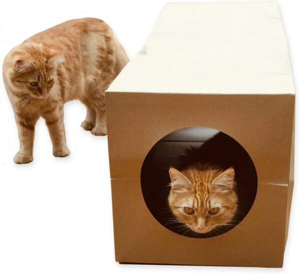 CATMAT - Cardboard Cat Tunnel Heavy Duty Cat Tunnels for Indoor Cats Kittens Dogs Puppies Rabbits, Cat Tube Tunnel, Cat Crinkle Toys Collapsible Cat Tunnel - 1m Long 30cm Diameter