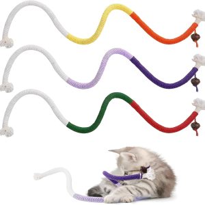 CECOMBINE 3PCS Catnip Toy Bite Rope, Interactive Catnip Toys for Cats - Cat Grass Teething Rope, Natural Catnip & Silvervine, Catnip Cotton Rope Toy for Stress Release & Teeth Cleaning