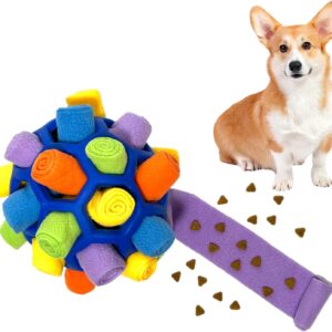 CIIVURR Snuffle Ball for Dogs Toys Interactive Dog Puzzle Toys Enrichment Dog Chew Toy Natural Foraging Food Training Feeders Dog Toy for Boredom Small Medium Large Dog (Blue Rainbow)