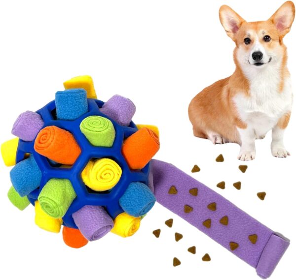 CIIVURR Snuffle Ball for Dogs Toys Interactive Dog Puzzle Toys Enrichment Dog Chew Toy Natural Foraging Food Training Feeders Dog Toy for Boredom Small Medium Large Dog (Blue Rainbow)