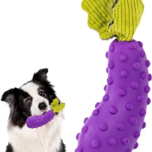 CIIVURR Squeaky Dog Chew Toys for Aggressive Chewers, Indestructible Tough Durable Interactive Dog Toys for Teething Boredom, Natural Rubber Stick Puzzle Toy for Small Medium Breed -Aubergines