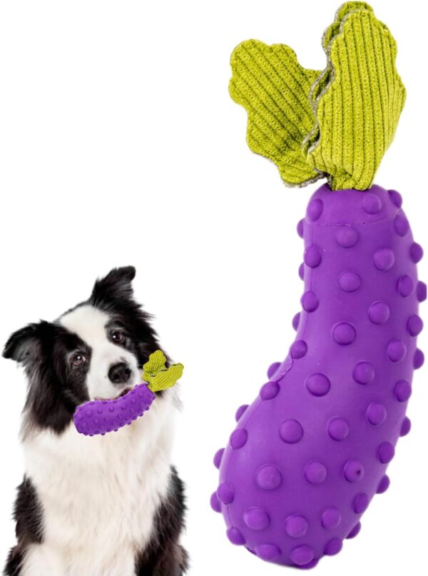 CIIVURR Squeaky Dog Chew Toys for Aggressive Chewers, Indestructible Tough Durable Interactive Dog Toys for Teething Boredom, Natural Rubber Stick Puzzle Toy for Small Medium Breed -Aubergines