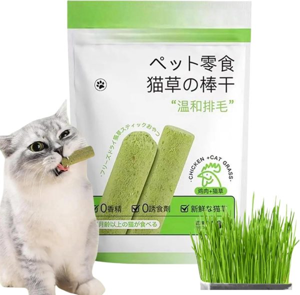 Cat Grass Teething Stick,Cat Grass Chew Sticks,Cat Grass for Indoor Cats,Catnip Sticks for Cats Teeth Cleaning,Cat Dental Sticks for Hairball Removal,Natural Grass Molar Rod for Cat,Cat Chew Toy