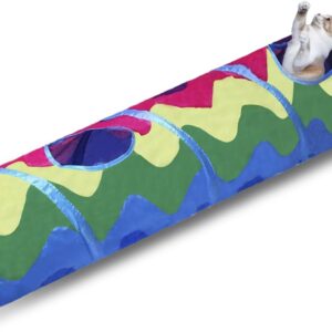 Cat Tunnel, 2-Way Cat Tunnels for Indoor Cats, Collapsible Cat Play Tunnel, Interactive Toy Maze Cat House with 2 Play Ball for Cats, Puppy, Kitty, Kitten, Rabbit